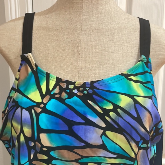 Ocean dreams signature butterfly tankini size 18W green purple turquoise nwts - Picture 2 of 13